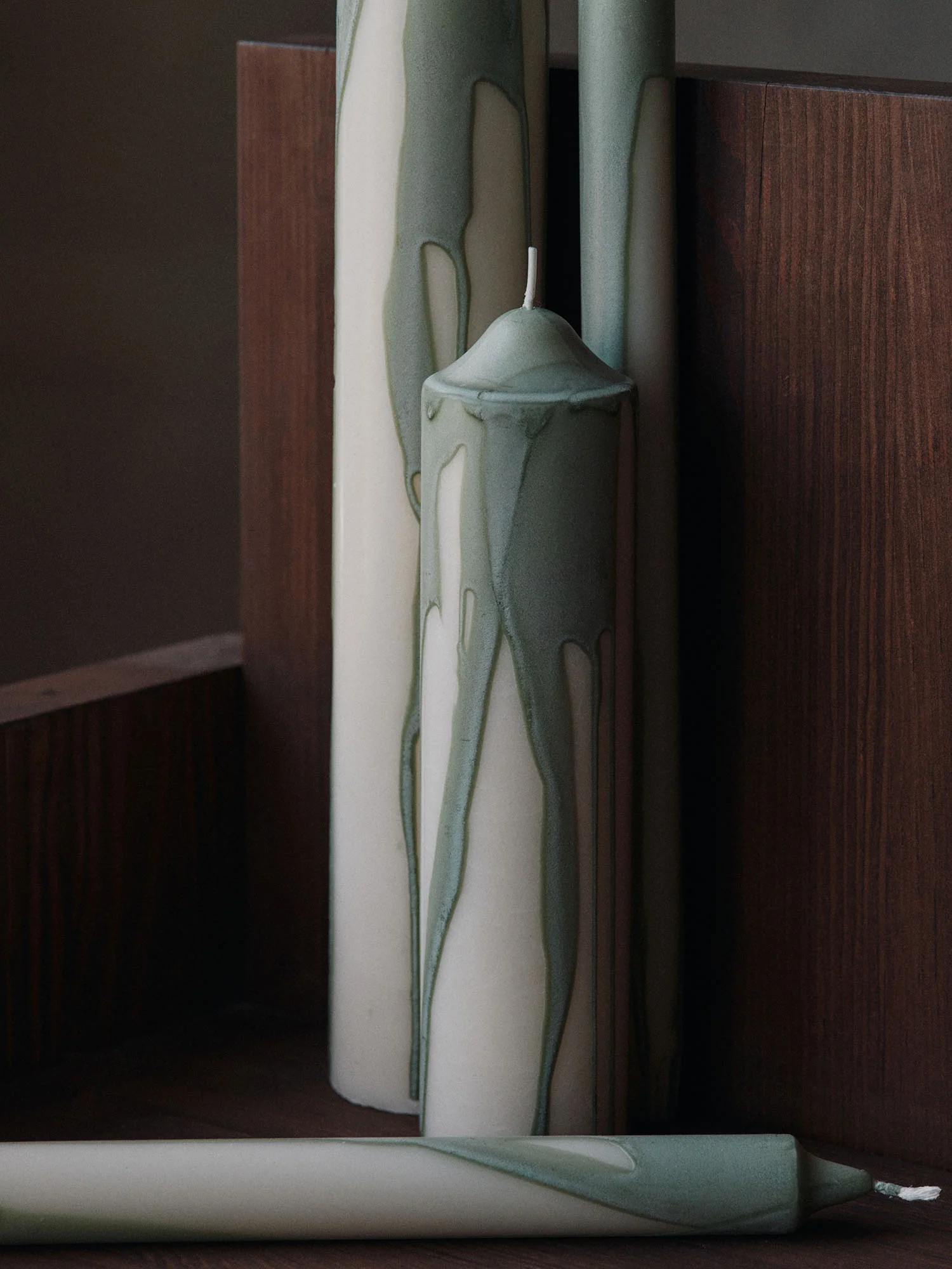 Ferm Living Dryp Candles (Set of 2) - Tea Green - Image 2