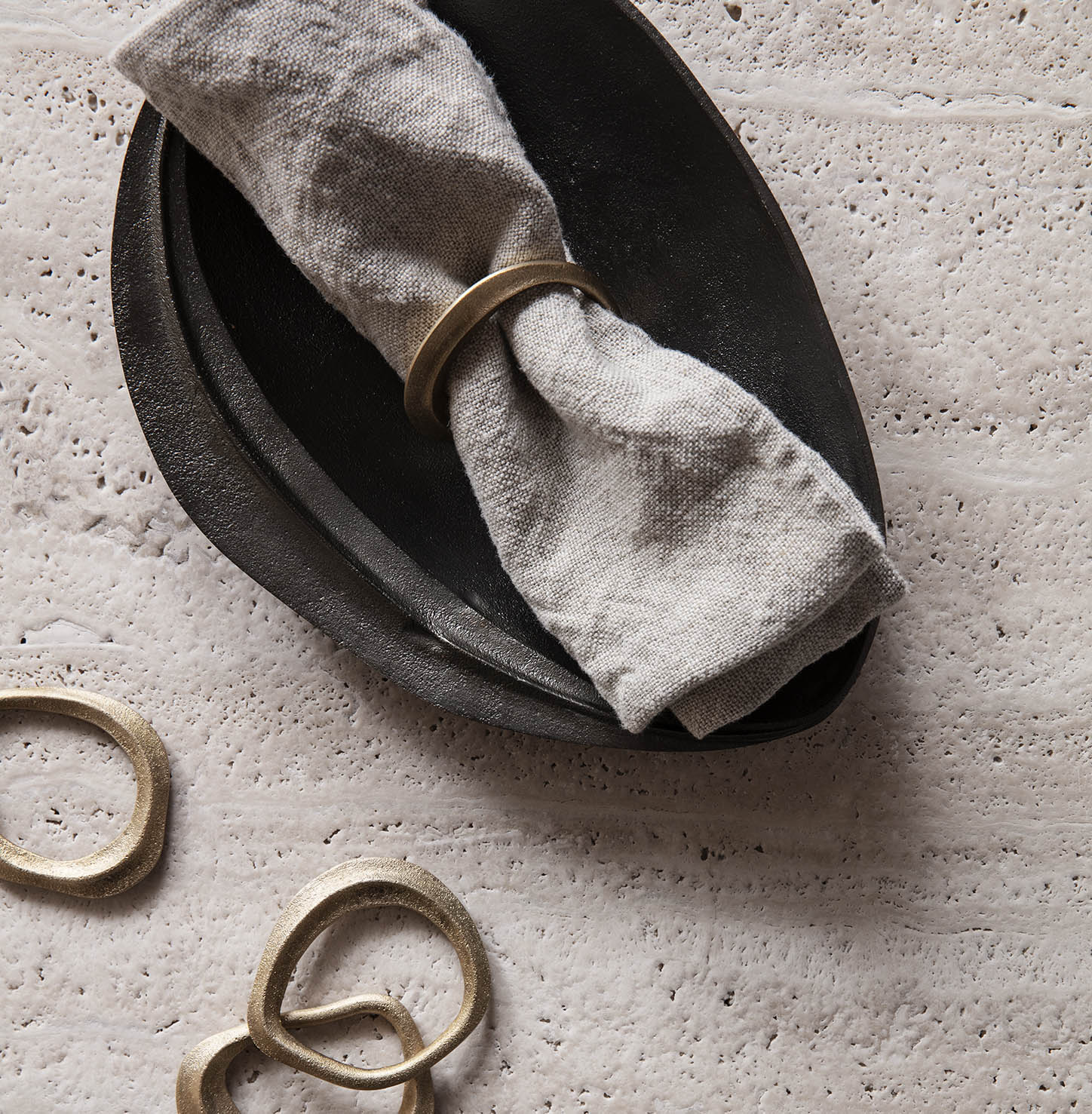 Ferm Living Flow Napkin Rings - Brass (Set of 4) - Image 3