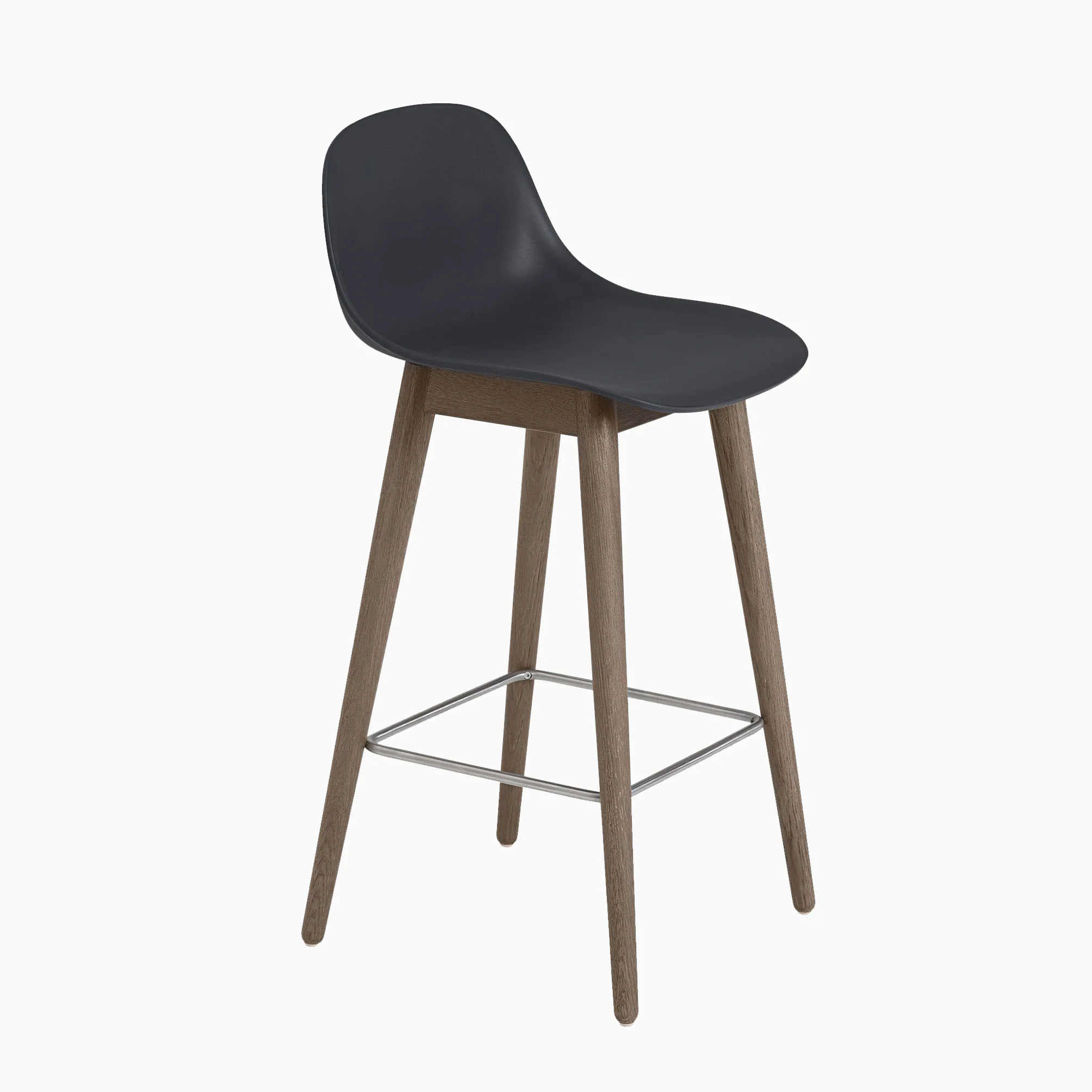 Muuto Fiber Stool with Backrest - Wood Base - Image 9